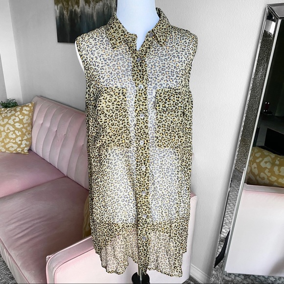 Equipment Sheer Cheetah Sleeveless … - Picture 2 of 11